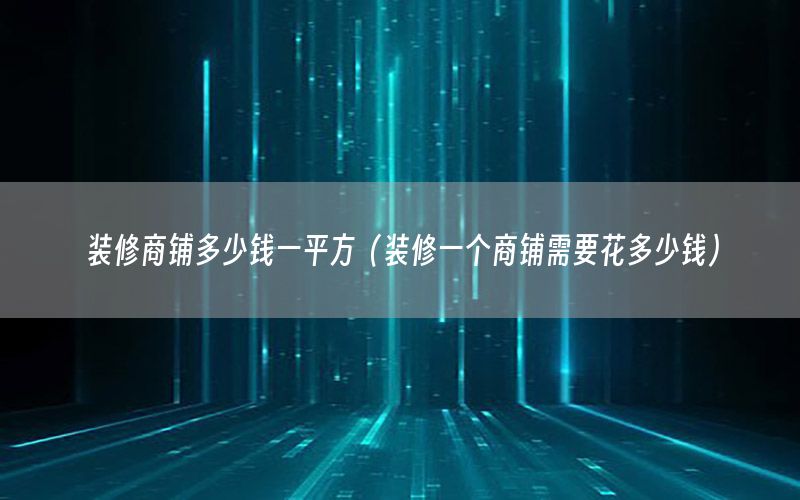 裝修商鋪多少錢(qián)一平方（裝修一個(gè)商鋪需要花多少錢(qián)）