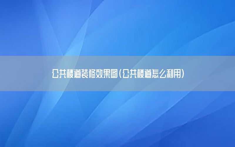 公共樓道裝修效果圖（公共樓道怎么利用）